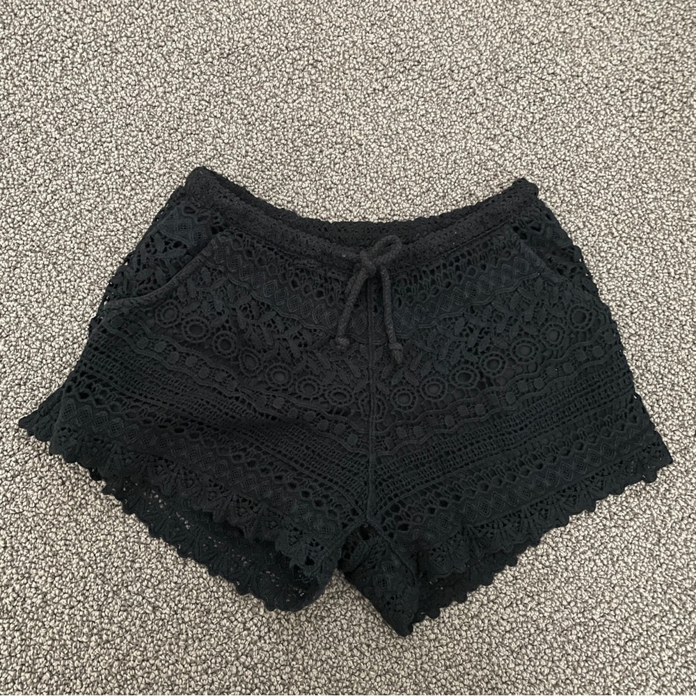 Black crochet shorts